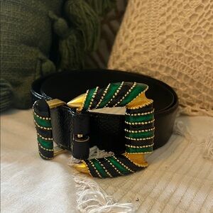Carlisle Black Belt with Green and Gold Enamel Buckle